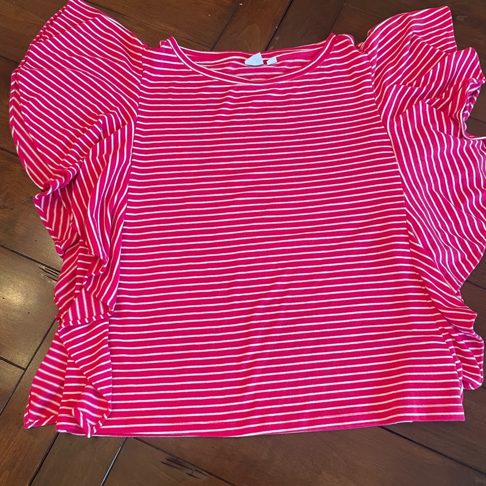 Gap Striped Flutter Sleeve Spring Top Size Medium
